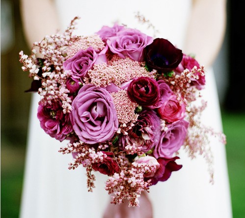 plum wedding bouquet e1317946275590 Rose Ranunculus Andromeda Rise